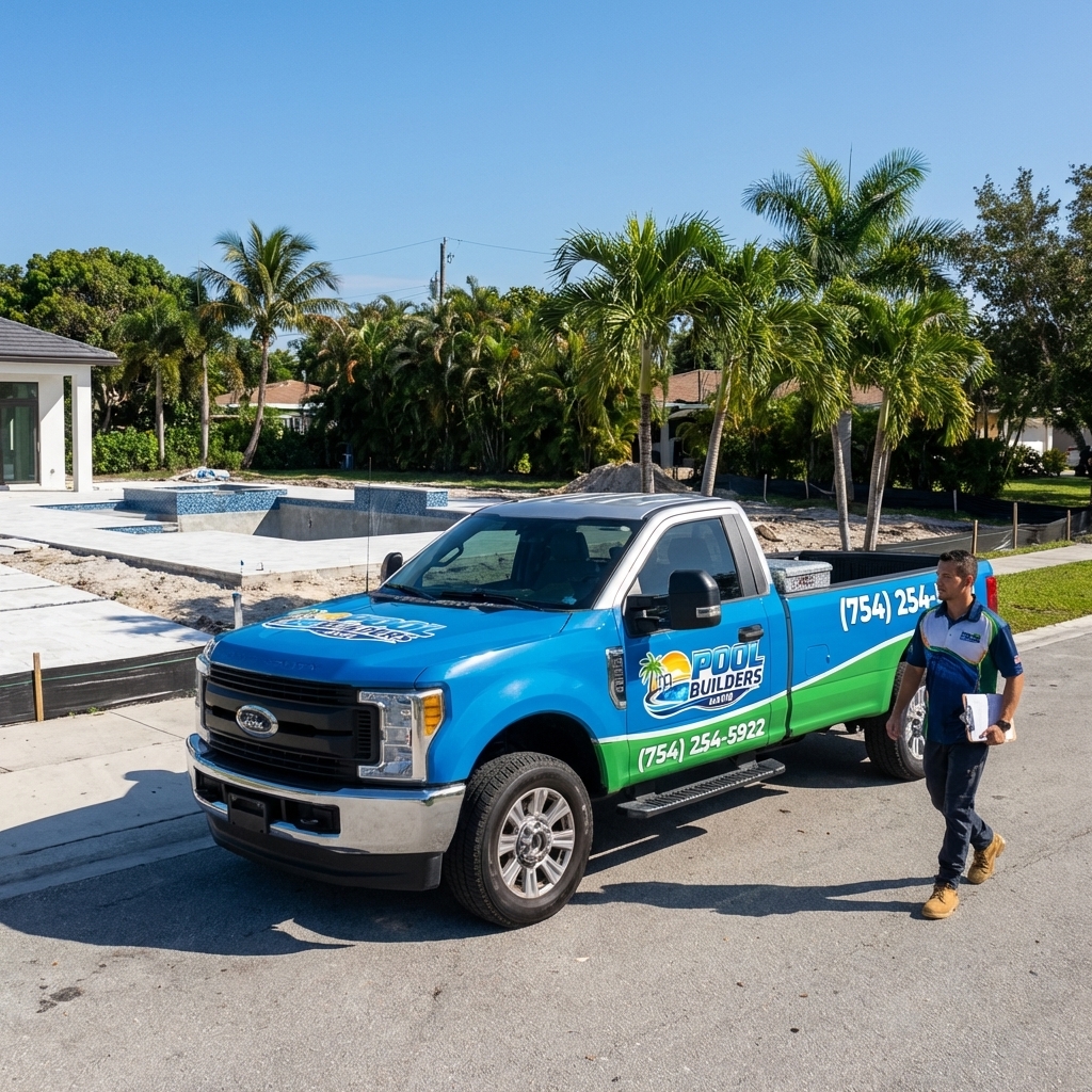 our van at pool site in Davie
